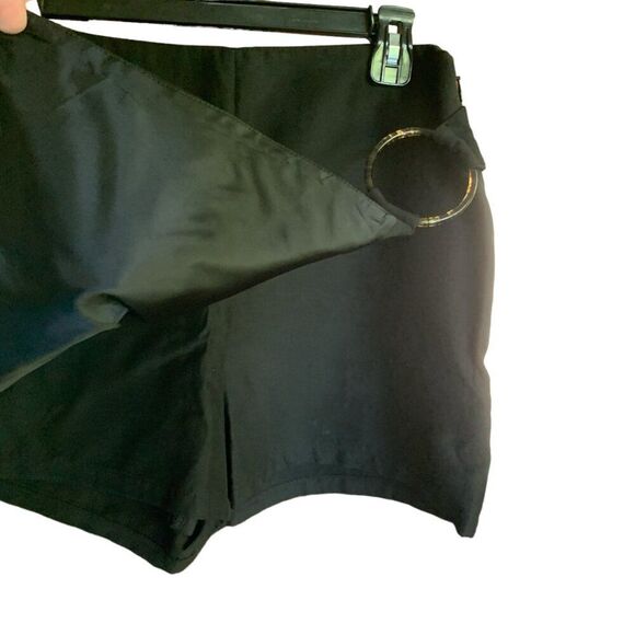Zara Pants - Zara Skort Women L Black Asymmetrical Mini Faux Skirt Wrap Embellished Goth